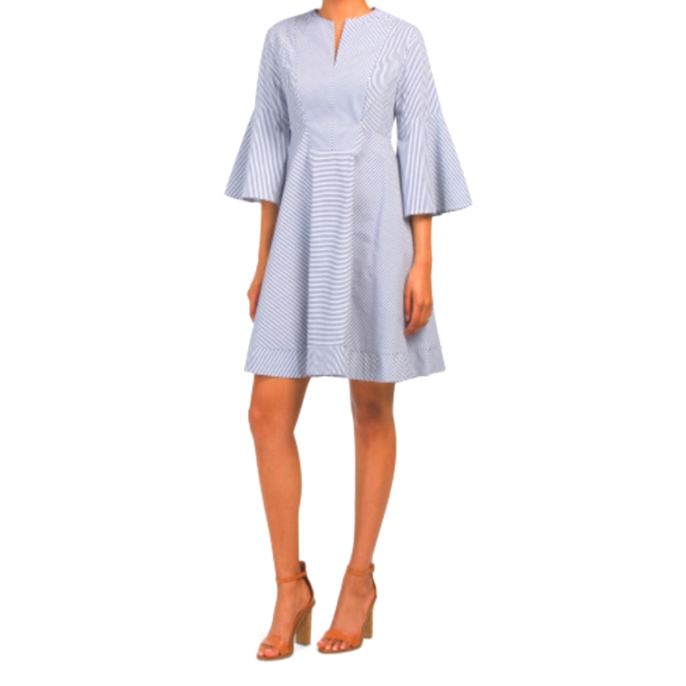 Panel Mitered Fit and Flare Dress